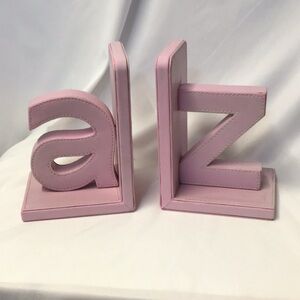 Pink Letter A & Z Leather look Bookends Indigo Baby